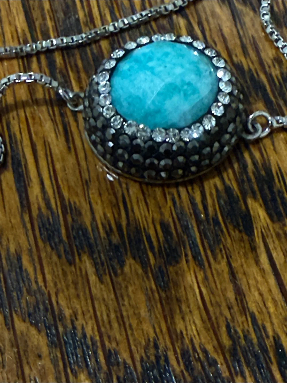 Adjustable Stainless Steel Turquoise Look Rhinestone Slider Bracelet Boho
